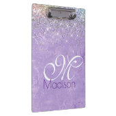 Cute iridescen lila paarse faux glitter monogram klembord (Rechts)