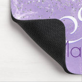 Cute iridescen lila paarse faux glitter monogram muismat (Hoek)