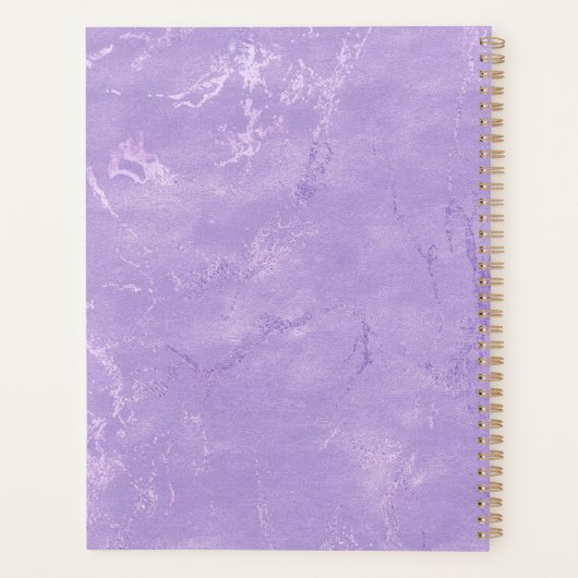 Cute iridescen lila paarse faux glitter monogram planner (Achterkant)
