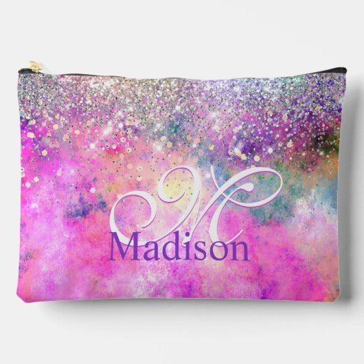 Cute iridescen Silfaux glitter monogram Etui (Voorkant)