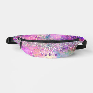 Cute iridescen Silfaux glitter monogram Heuptasje