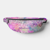 Cute iridescen Silfaux glitter monogram Heuptasje (Liggend)