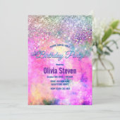 Cute iridescen Silfaux glitter monogram Kaart (Staand voorkant)