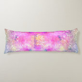 Cute iridescen Silfaux glitter monogram Lichaamskussen (Voorkant)