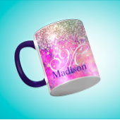 Cute iridescen Silfaux glitter monogram notebook Mok