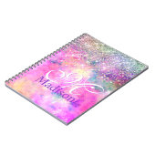 Cute iridescen Silfaux glitter monogram notebook Notitieboek (Linkerzijde)