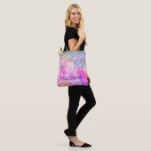 Cute iridescen Silfaux glitter monogram notebook Tote Bag (Op model)