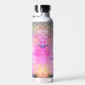 Cute iridescen Silfaux glitter monogram notebook Waterfles (Rechts)