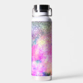 Cute iridescen Silfaux glitter monogram notebook Waterfles (Achterkant)