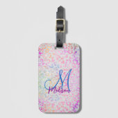Cute iridescent Animal print glitter monogram Bagagelabel (Voorkant (verticaal))