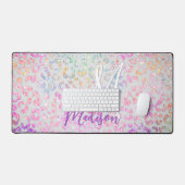 Cute iridescent Animal print glitter monogram Bureaumat (Keyboard & Muis)