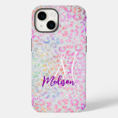 Cute iridescent Animal print glitter monogram Case-Mate iPhone Case (Achterkant)