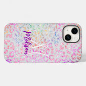 Cute iridescent Animal print glitter monogram Case-Mate iPhone Case (Achterkant (horizontaal))