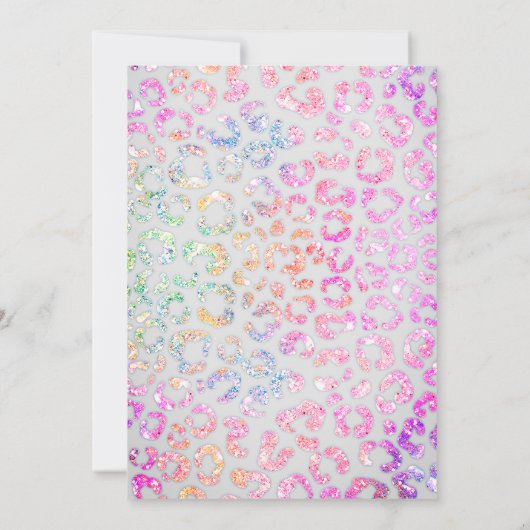 Cute iridescent Animal print glitter monogram Kaart (Achterkant)