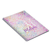 Cute iridescent Animal print glitter monogram Notitieboek (Rechterzijde)