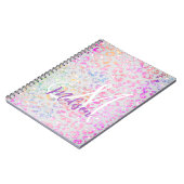 Cute iridescent Animal print glitter monogram Notitieboek (Linkerzijde)