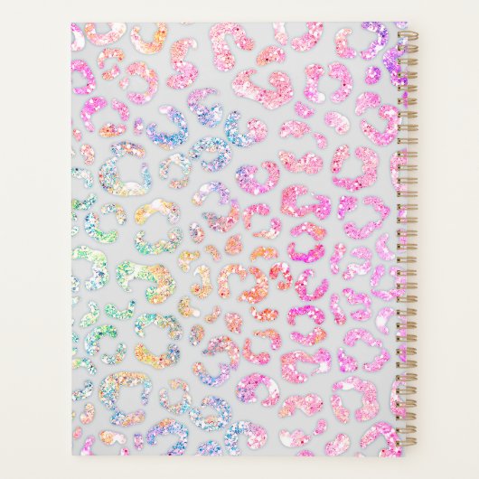 Cute iridescent Animal print glitter monogram Planner (Achterkant)
