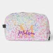 Cute iridescent Animal print glitter monogram Toilettasje (Voorkant)