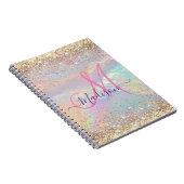 Cute iridescent faux gold glitter monogram notitieboek (Rechterzijde)