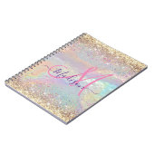 Cute iridescent faux gold glitter monogram notitieboek (Linkerzijde)