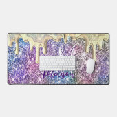 Cute Iridescent Gold paarse glitter druppelt monog Bureaumat (Keyboard & Muis)