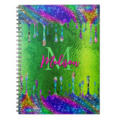 Cute iridescent green Glitter Drivers monogram Notitieboek (Voorkant)