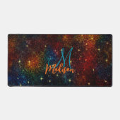 Cute iridescent kleurig faux glitter monogram bureaumat (Voorkant)