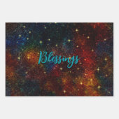 Cute iridescent kleurig faux glitter monogram inpakpapier vel (Voorkant 3)