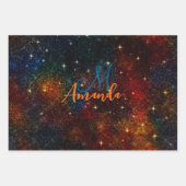 Cute iridescent kleurig faux glitter monogram inpakpapier vel (Voorkant 2)