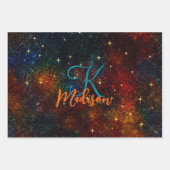 Cute iridescent kleurig faux glitter monogram inpakpapier vel (Voorkant)