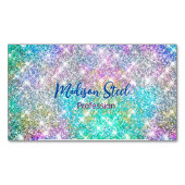 Cute iridescent kleurig faux glitter monogram magnetisch visitekaartje (Voorkant)