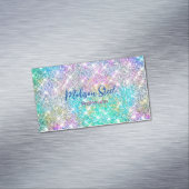 Cute iridescent kleurig faux glitter monogram magnetisch visitekaartje (Voorbeeld)