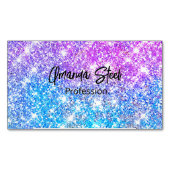 Cute iridescent kleurige faux glitter monogram lug magnetisch visitekaartje (Voorkant)
