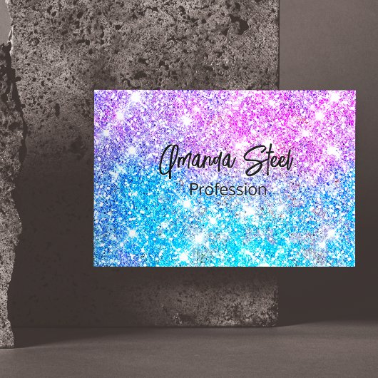 Cute iridescent kleurige faux glitter monogram lug magnetisch visitekaartje