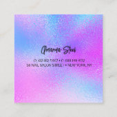 Cute iridescent kleurige faux glitter monogram lug vierkante visitekaartje (Achterkant)