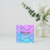 Cute iridescent kleurige faux glitter monogram lug vierkante visitekaartje (Staand voorkant)