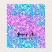 Cute iridescent kleurige faux glitter monogram lug visitekaartje (Buitenkant ongevouwen)