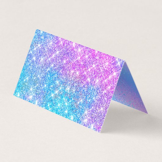Cute iridescent kleurige faux glitter monogram lug visitekaartje (Achterkant)