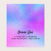 Cute iridescent kleurige faux glitter monogram lug visitekaartje (Binnenkant ongevouwen)