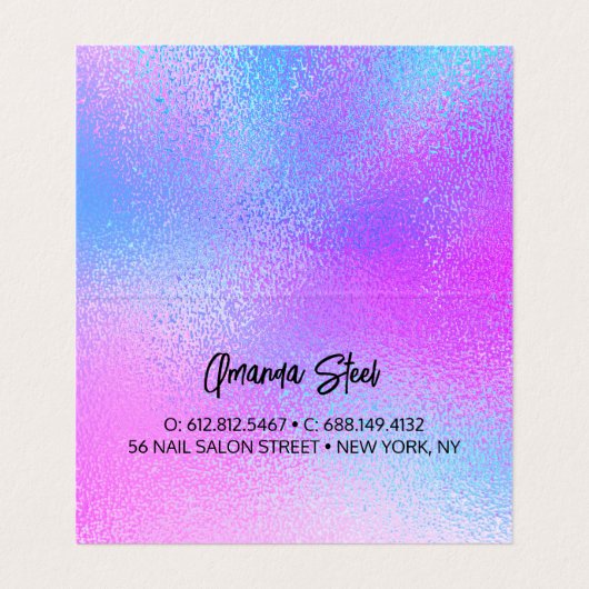 Cute iridescent kleurige faux glitter monogram lug visitekaartje (Binnenkant ongevouwen)