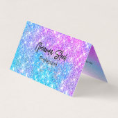 Cute iridescent kleurige faux glitter monogram lug visitekaartje (Voorkant)