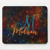 Cute iridescent kleurige faux glitter monogram mou muismat (Voorkant)