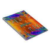 Cute iridescent oranje Glitter Drift monogram Notitieboek (Rechterzijde)