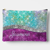 Cute iridescent paars blauwgroen faux glitter mono etui (Voorkant)