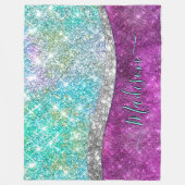 Cute iridescent paars blauwgroen faux glitter mono fleece deken (Voorkant)