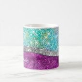 Cute iridescent paars blauwgroen faux glitter mono koffiemok (Center)
