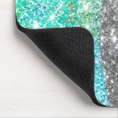 Cute iridescent paars blauwgroen faux glitter mono muismat (Hoek)