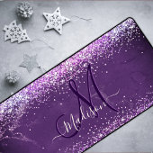 Cute iridescent paars goudfaux glitter monogram bureaumat
