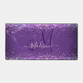 Cute iridescent paars goudfaux glitter monogram bureaumat (Voorkant)