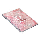 Cute iridescent roos gold faux glitter monogram notitieboek (Rechterzijde)